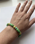 Green Smiley Face Beaded Bracelet – Handmade Stretch Bracelet, Fun Kids Jewelry Gift