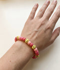 Pink Smiley Face Beaded Bracelet – Handmade Stretch Bracelet, Fun Kids Jewelry Gift for Girls